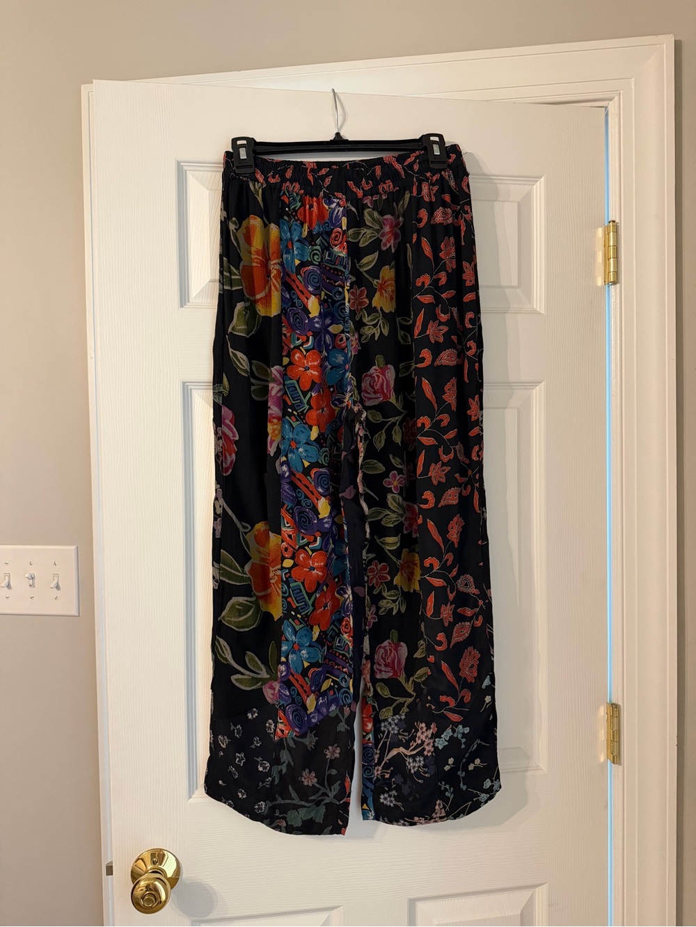 Sacred Threads Patchwork Floral Wide Leg Boho Pants Size M